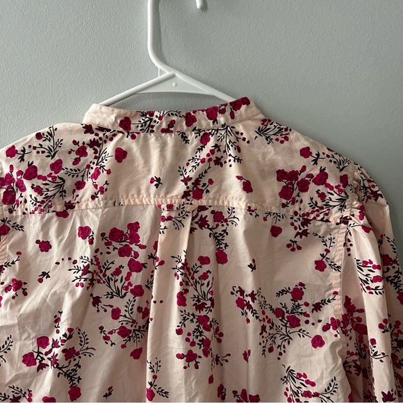 J. Crew Classic-fit collarless puff sleeve shirt in budding floral Pink Size 12 - Picture 13 of 13